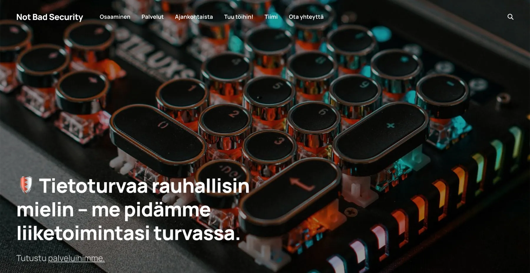Not Bad Securityn verkkosivujen etusivu ennen uudistusta